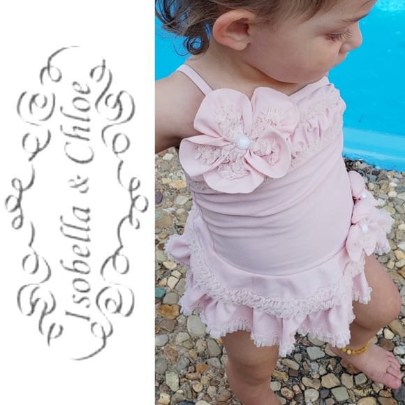 Isobella & Chloe Other - Isobella & Chole Lacey Ruffle Pink Swimsuit